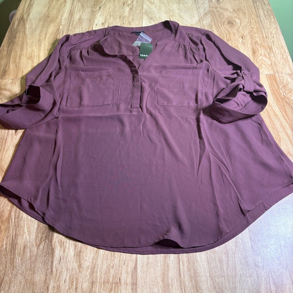 NWT Torrid Plum Harper 3/4 Sleeve Blouse 2X